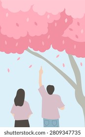 Couple Under Cherry Blossom Tree