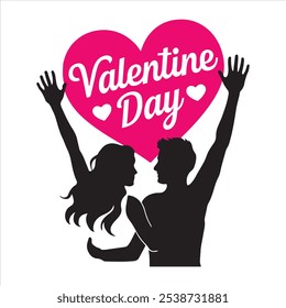  A couple under love heart shape, Valentine day, love, leaf, heart shape vector illustration.