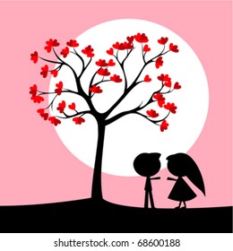 pareja bajo árbol de amor