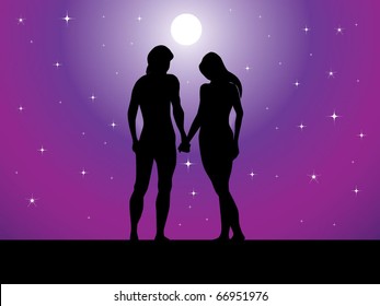 Couple under the moonlight