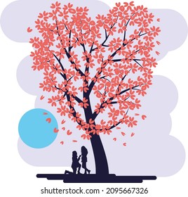 Pareja bajo el árbol del amor