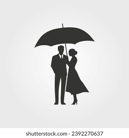 Couple under an umbrella icon - Simple Vector Illustration
