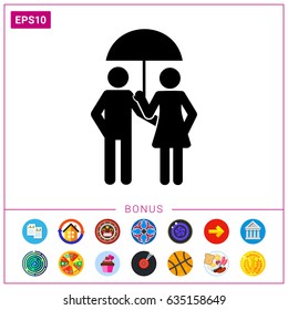 Couple under Umbrella Simple Icon