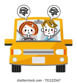 A couple uneasy about driving.