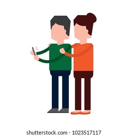 couple using mobile phone video chat
