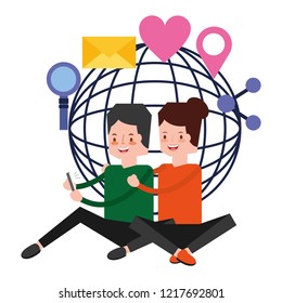 couple using mobile social media