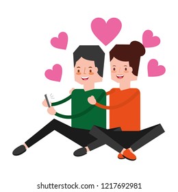 couple using mobile social media