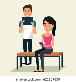 couple using smartphone icon