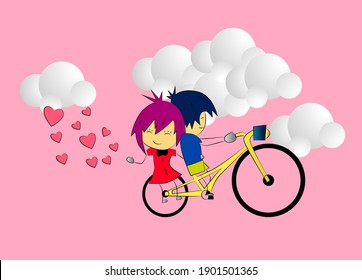 couple valentine background with 3D vector illustration	