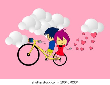 couple valentine background with 3D vector illustration	