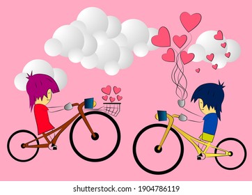 couple valentine background with 3D vector illustration	