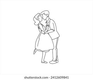 
Couple valentine with single continuous one line drawing One line art couple line art men and woman romantic creative minimalist concept face vector couple print kiss print valentines day