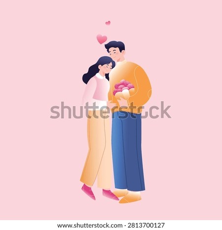Couple Valentine's Day holiday background vector illustration