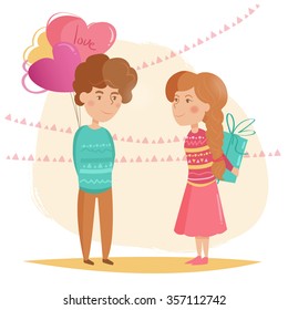 Couple. Valentine's day. Vector isolated illustration. Cartoon character