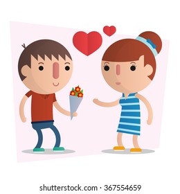 Couple. Valentine's day. Vector isolated illustration. Cartoon character concept "Love is" Vector flat illustration.