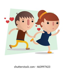 Couple. Valentine's day. Vector isolated illustration. Cartoon character concept "Couple in love" Vector flat illustration.