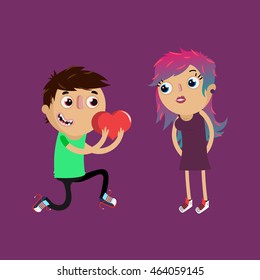 Couple. Valentine's day. Vector isolated illustration. Cartoon character concept "Couple in love" Vector flat illustration