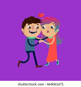 Couple. Valentine's day. Vector isolated illustration. Cartoon character concept "Couple in love" Vector flat illustration
