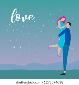 Couple vector with cute romantic drawing for valentine day illustration
