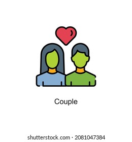 Couple vector fill outline Icon. Pixel Perfect. For Mobile and Web. stock illustration