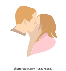 Couple vector flat color illustration. Love minimalist print. Valentines day illustration with women and man. 
