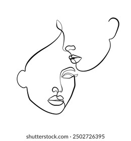 Couple Vector Hand Drawn Line Art Drawing. Continuous Line Drawing of Couple for Minimalist Trendy Contemporary Design. Perfect for Wall Art, Prints, Social Media, Posters, Invitations.