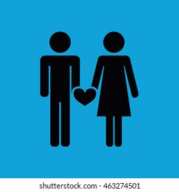 Couple vector icon. Blue background