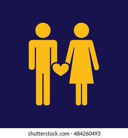 Couple vector icon. Blue background