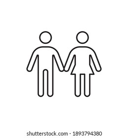 couple Vector icon outline style. People sign illustration. isolated on white background