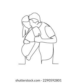 Couple vector illustration drawn in line art style