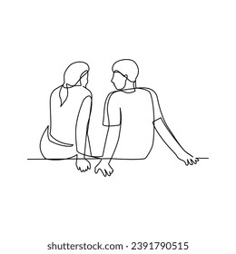 Couple vector illustration drawn in line art style