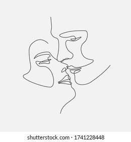 Couple vector illustration in line art style. Eps10 vector.