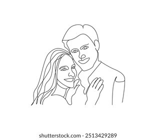 Couple vector line art illustration