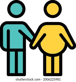 couple vector line colour icon