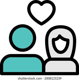 couple vector line colour icon