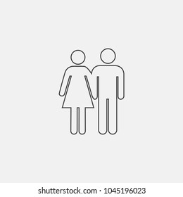 couple vector line flat icon. love icon