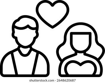 Design de ícone de linha de vetor de casal