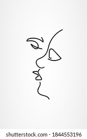 Couple vector line illustration. Romantic poster. Minimalist logo. valentines day . I love you art. Wedding illustration. One Line darwing. Single line. couple in love