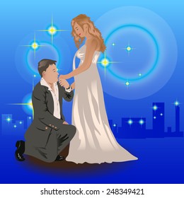 Couple Vector on a blue background.