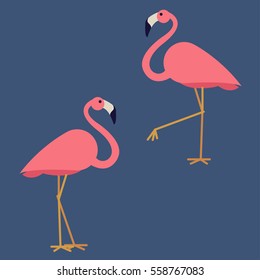 couple of vector pink flamingo - vector