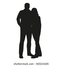 Couple Vector Silhouette. Hugging People