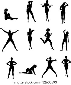 Couple vector silhouettes of girl
