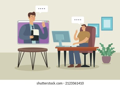 couple in video calling characters