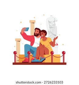 Pareja visitando un museo Ilustración vectorial EPS 10 Archivo 	