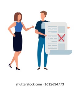 couple with vote form isolated icon vector illustration design