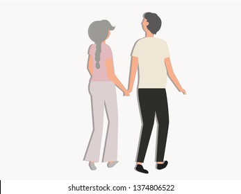 Couple walking Away holding hands