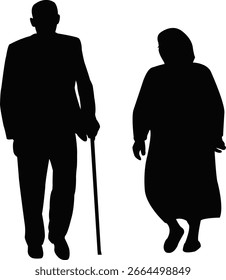 Una pareja caminando Vector de silueta corporal