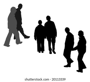 Couple walking hand in hand (silhouette)