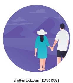 
Couple walking at seashore 
