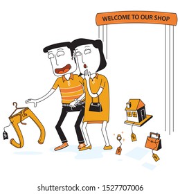 Couple Walking in a Shop